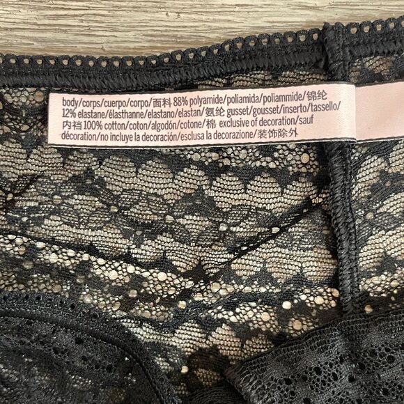New Victoria's Secret Small Shortie Panties Boy Shorts Black Lace NWT - Picture 4 of 5